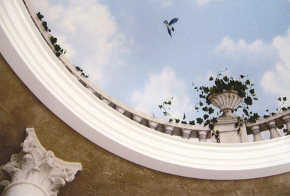 Trompe l'oeil mural with balistrates