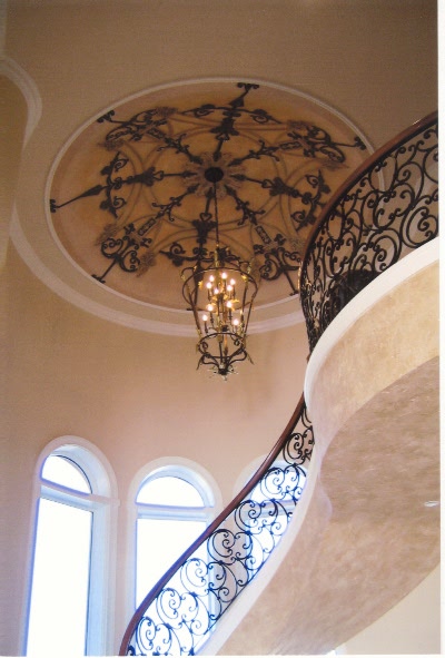 Trompe l'oeil ornamental wrought iron on a dome ceiling