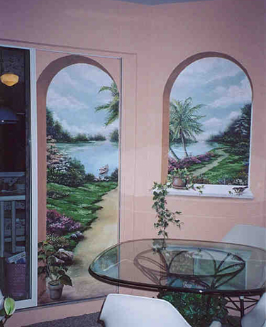 the garden path, trompe l'oeil mural