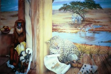 mandrill and leopard 