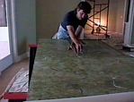 cutting marble tiles