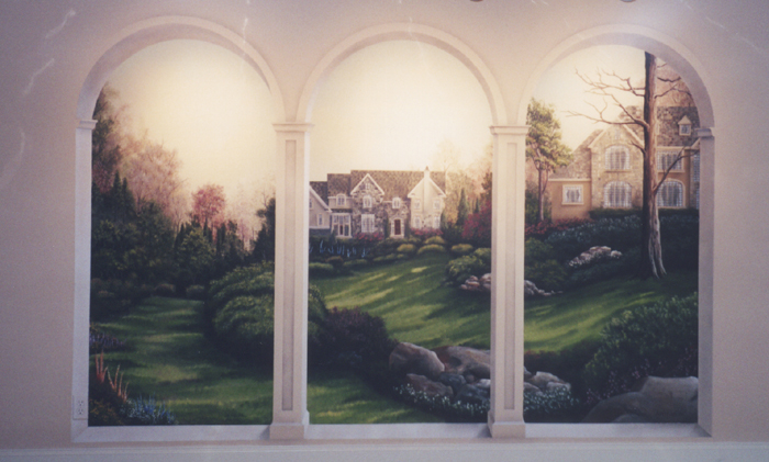 trompe l'oeil mural with arches