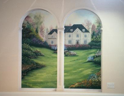 trompe l'oeil mural with arches