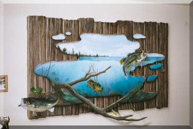 trompe l'oeil fish mural