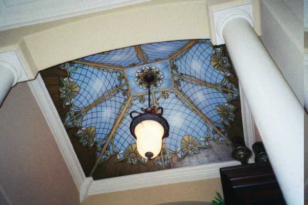 trompe l'oeil stain glass ceiling mural