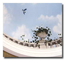 trompe l'oeil dome mural with urn