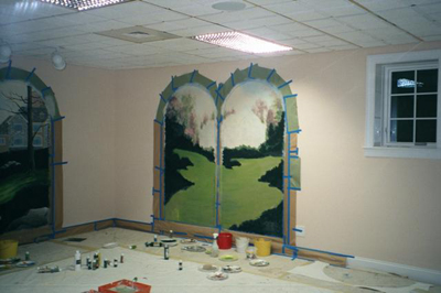 trompe l'oeil mural with arches