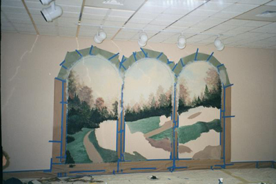 trompe l'oeil mural with arches