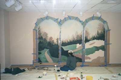 trompe l'oeil mural with arches