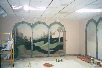 trompe l'oeil mural with arches