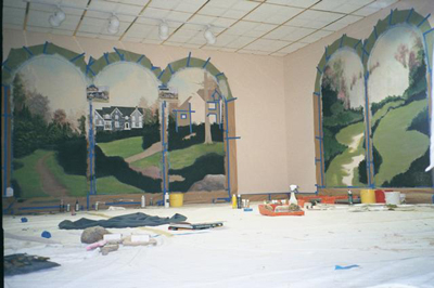 trompe l'oeil mural with arches