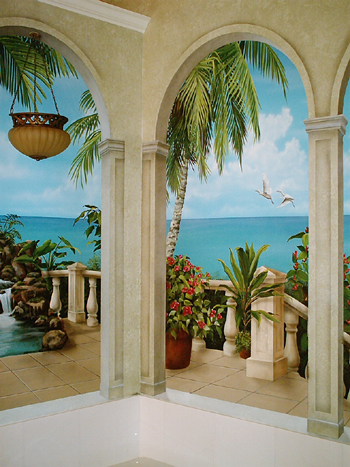 trompe l'oeil mural with arches